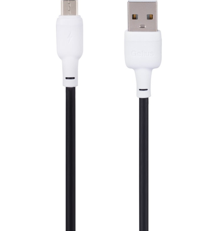 Кабель USB Gelius Full Silicon GP-UCN001M USB-A to MicroUSB 18W 1,2 м Black/White