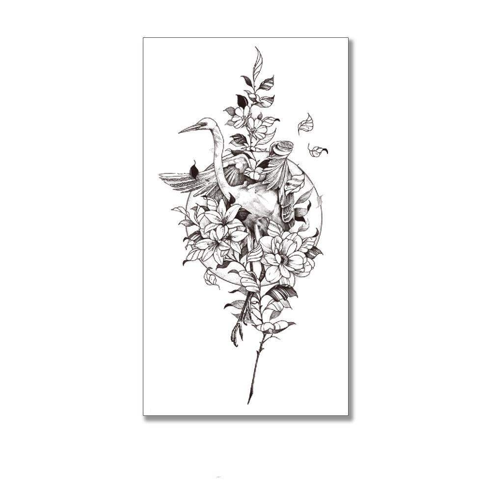 Тату тимчасове водостійке 3D велике Журавель XQB-352 19,5х9 см (4506412)