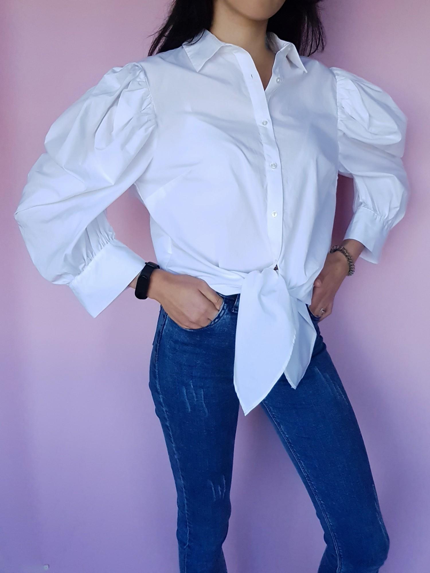 Блуза-рубашка на завязке Boohoo L Белый (10438) - фото 4 Блуза-рубашка на завязке Boohoo L Белый (10438) - фото 4