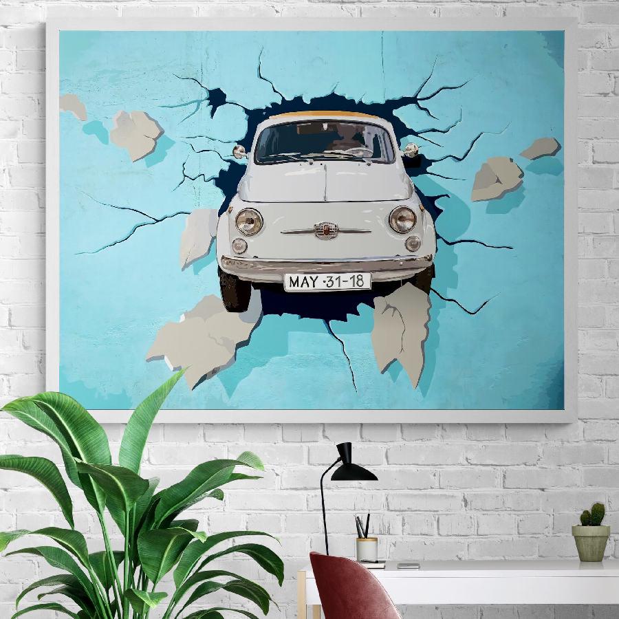 Картина на холсте HolstPrint Fiat 500 50х70 см (RK0161) Картина на холсте HolstPrint Fiat 500 50х70 см (RK0161)