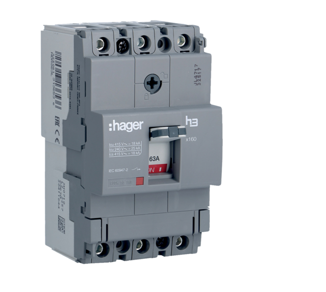 Автоматический выключатель Hager x160 In 63А 3п 18kA Тфикс/Мфикс HDA063L (29225818)