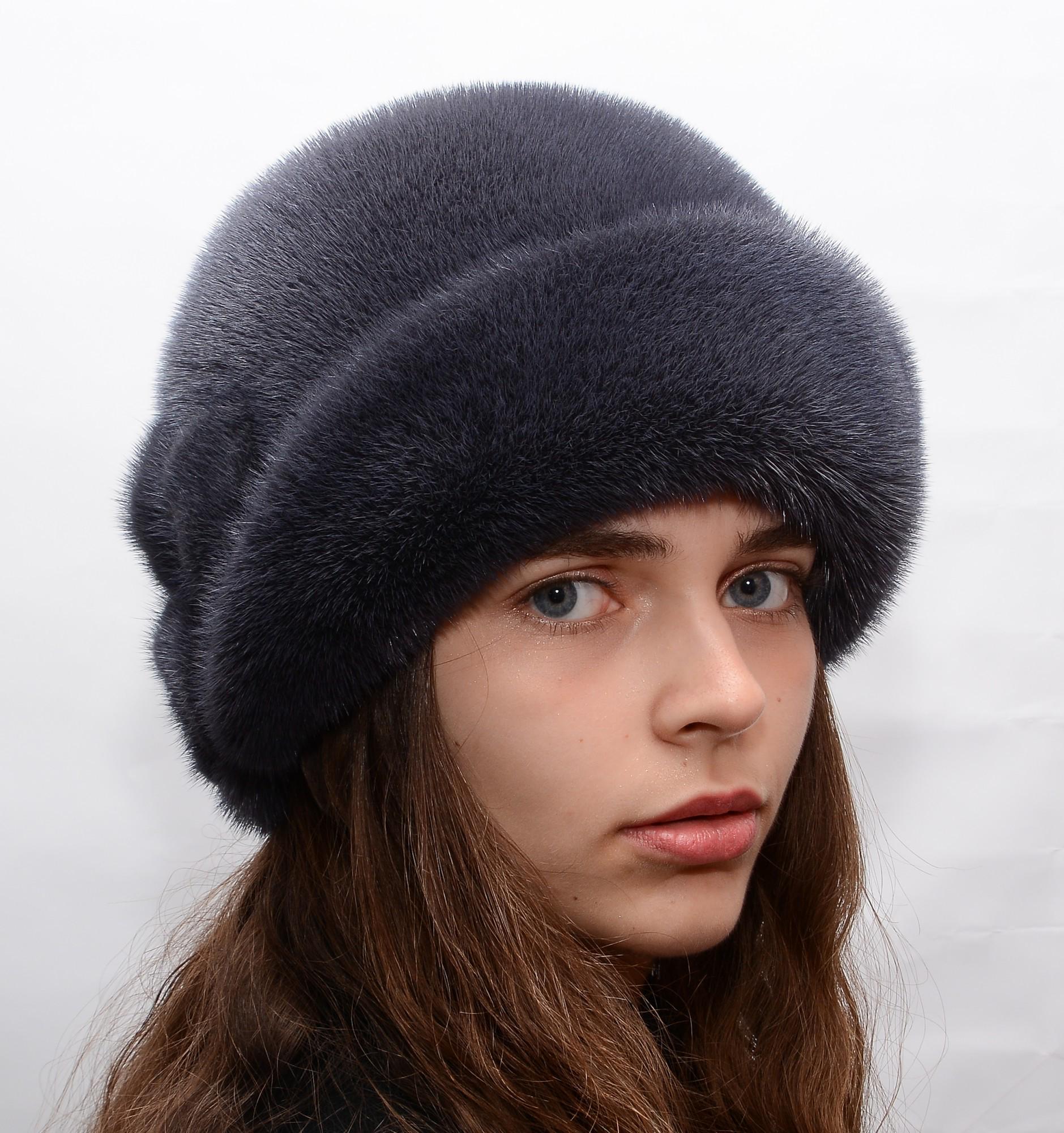 Жіночий капелюх Хутряний стиль Роза норковий XXS-XS-S Баклажановий (012 /B)