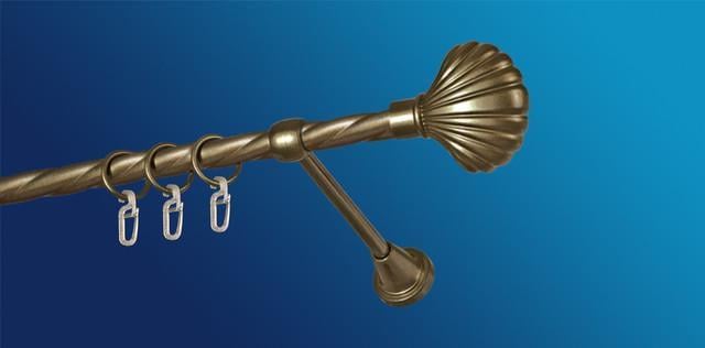 Карниз для штори Plastidea Мушля металевий кручений одинарний з гачками D 16 мм 200 см Антик