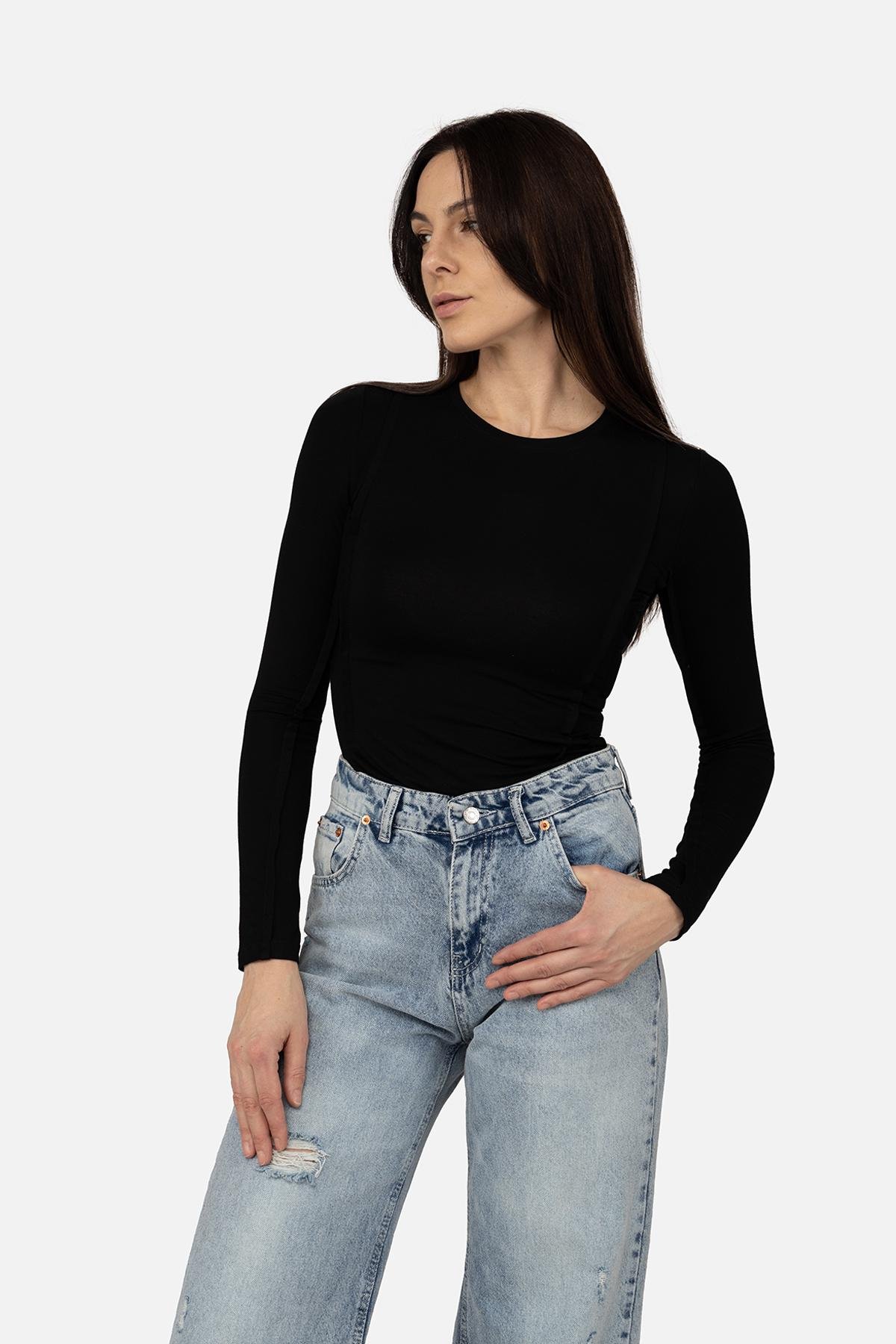 Футболка з довгим рукавом жіноча ЦБ-00269254 р. 42 Чорний (SKT001042733) Футболка з довгим рукавом жіноча ЦБ-00269254 р. 42 Чорний (SKT001042733)