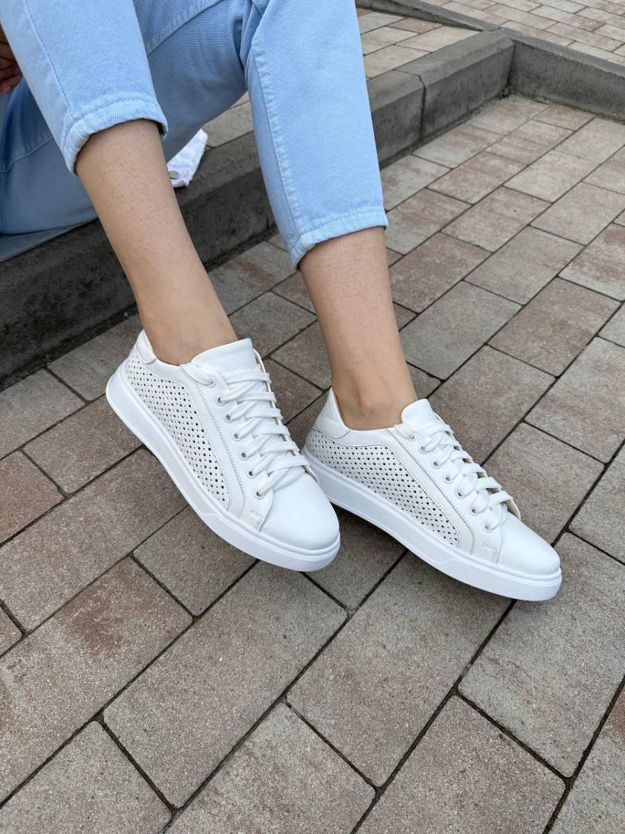 Кеды женские кожаные с перфорацией р. 37 Белый (6711-1/37)