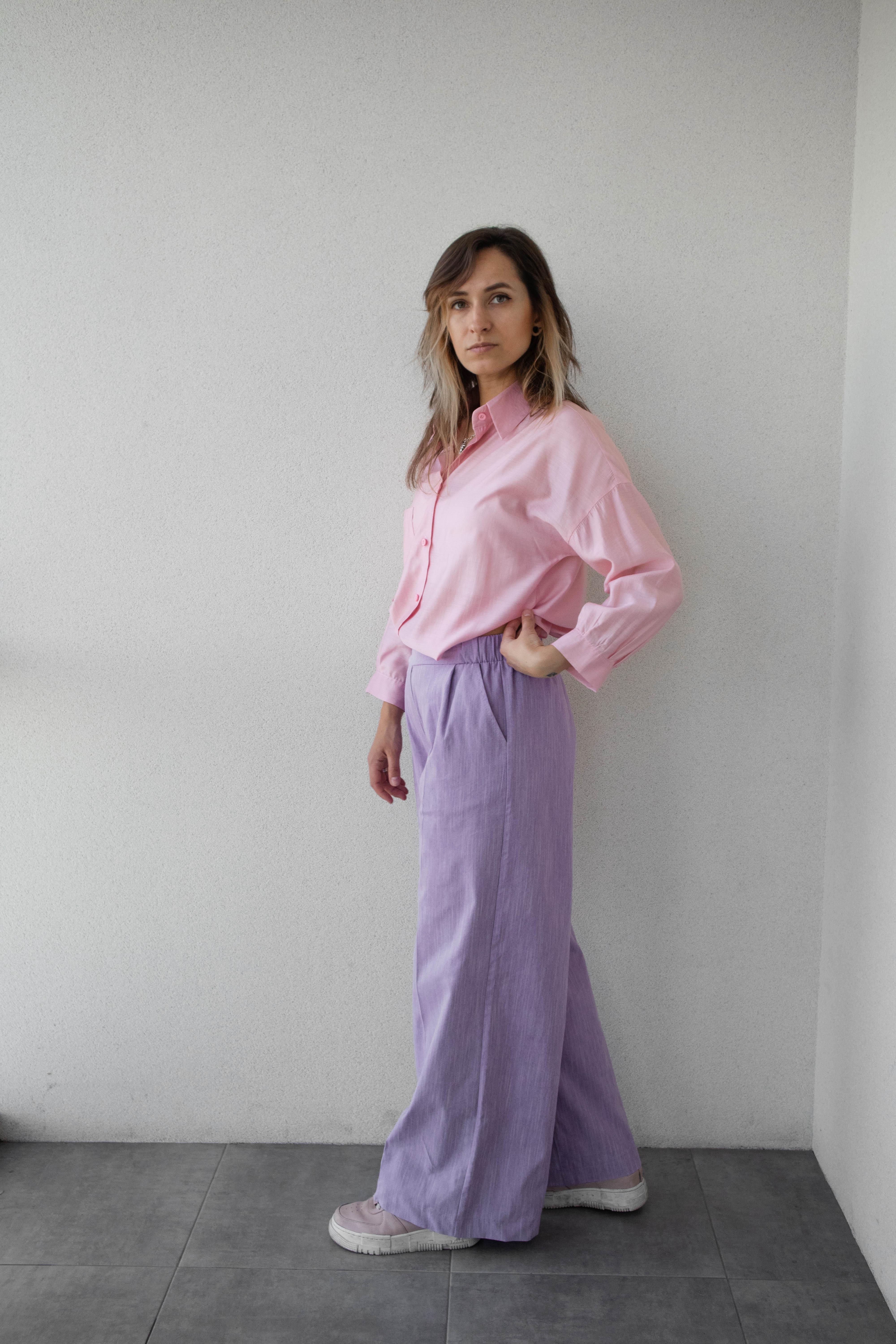 Штани палаццо жіночі VSlatinina джинсові L Фіолетовий (012345678946) - фото 7 Штани палаццо жіночі VSlatinina джинсові L Фіолетовий (012345678946) - фото 7