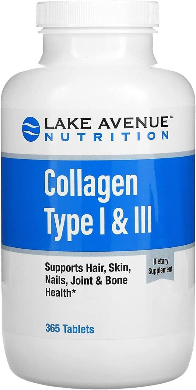 Колаген гідролізований Hydrolyzed Collagen Lake Avenue Nutrition 1 та 3 типів 1000 мг 365 таб.