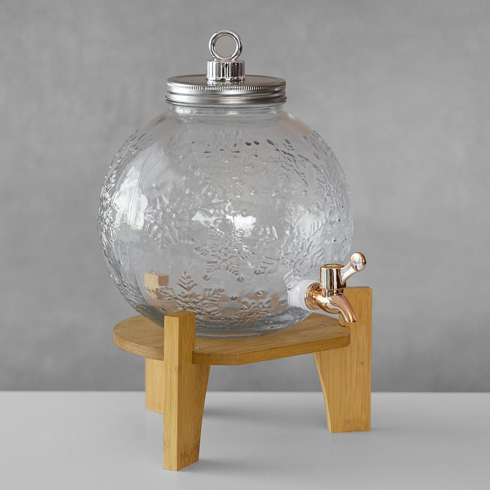 Диспенсер с краном на подставке Хрустальные снежинки 5,5 л (90239) - фото 2 Диспенсер с краном на подставке Хрустальные снежинки 5,5 л (90239) - фото 2