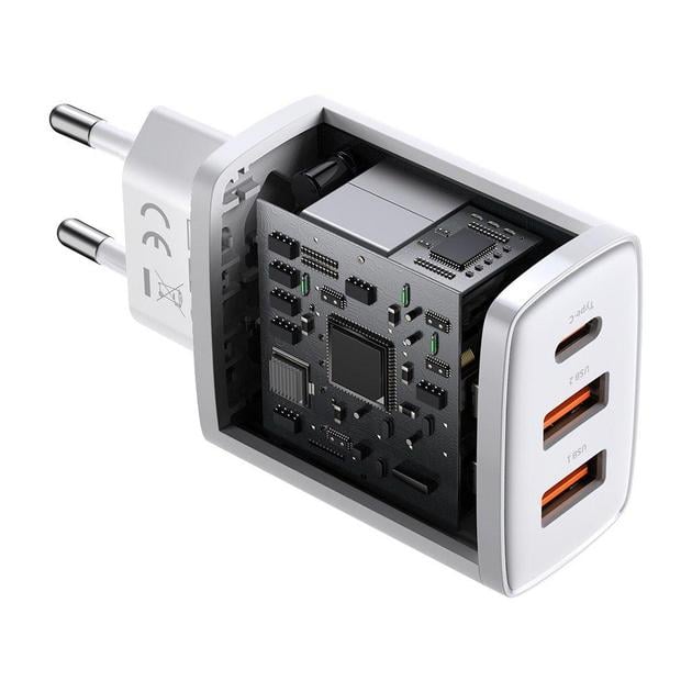 Зарядное устройство BASEUS Compact Quick Charger QC+ PD/Type-C/2хUSB EU 30W White (28089357) - фото 7