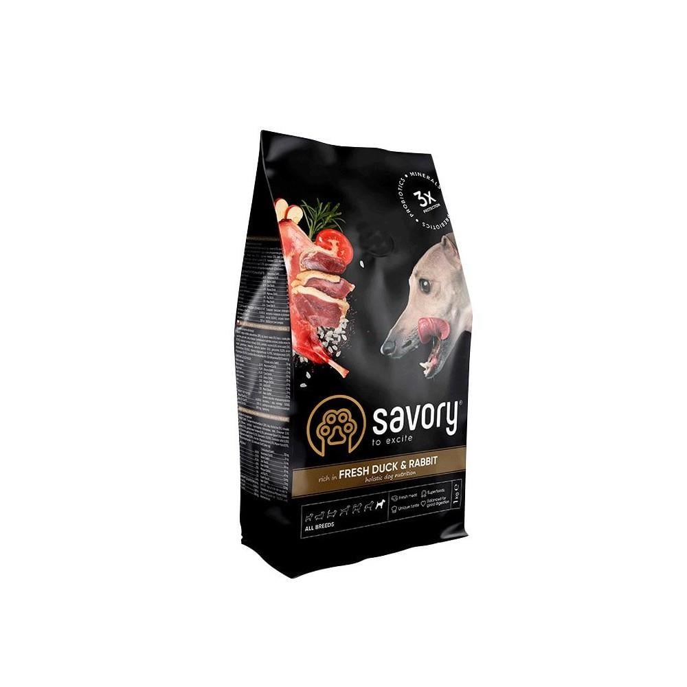 Корм для собак сухой Savory Adult All Breeds rich in Fresh Duck and Rabbit всех пород со свежей уткой и кроликом 1 кг (4820232630778)