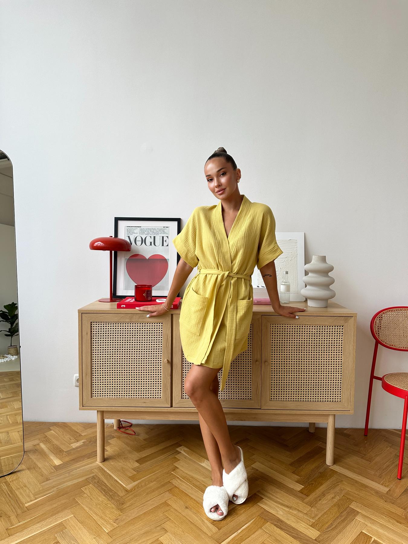 Халат женский COSY Hawaii из муслина S Горчица (M21)