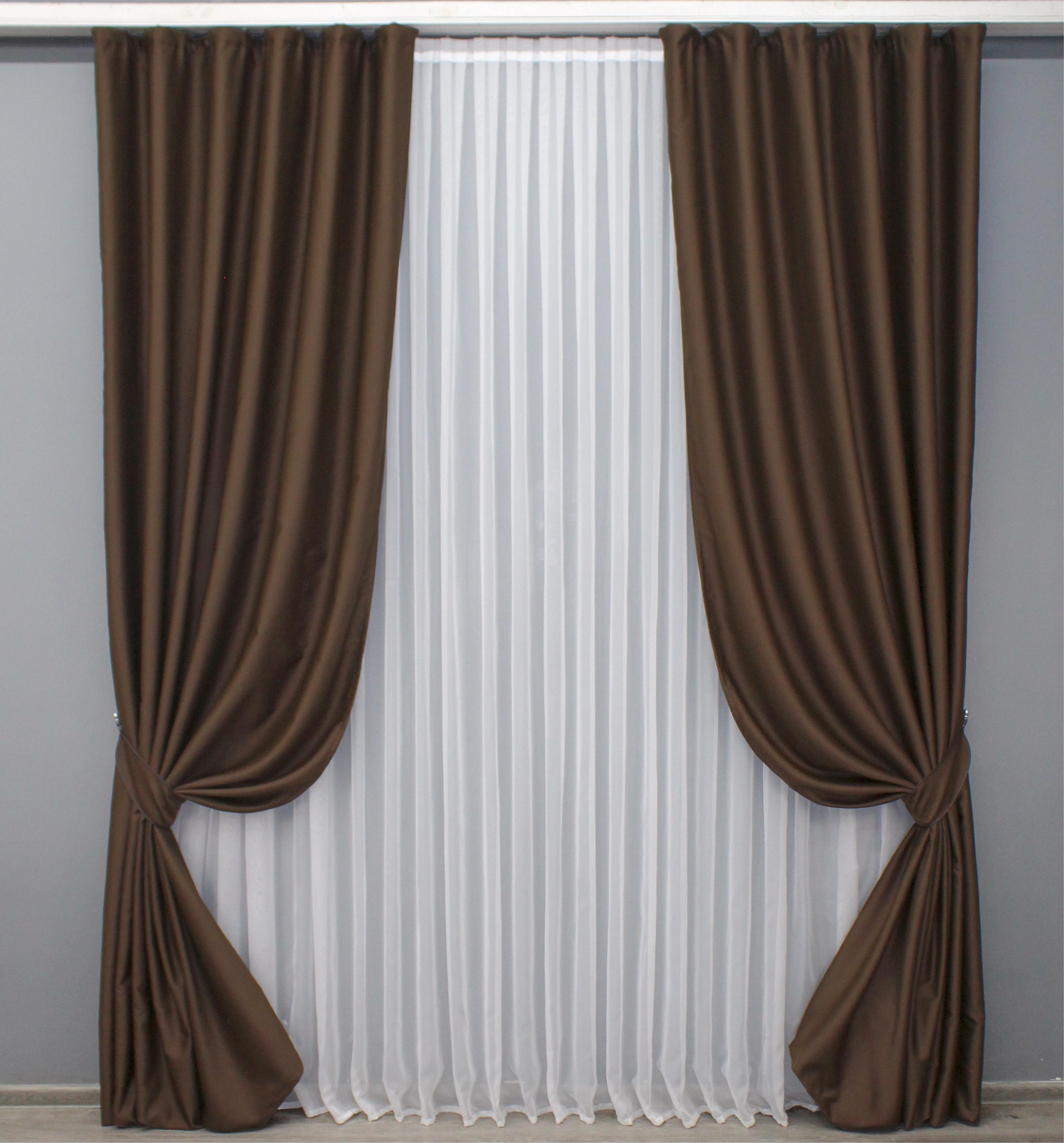 Комплект готовых штор VR-Textil Блэкаут Midnight №1677ш 100х290 см 2 шт. Коричневый (31-052) - фото 1 Комплект готовых штор VR-Textil Блэкаут Midnight №1677ш 100х290 см 2 шт. Коричневый (31-052) - фото 1