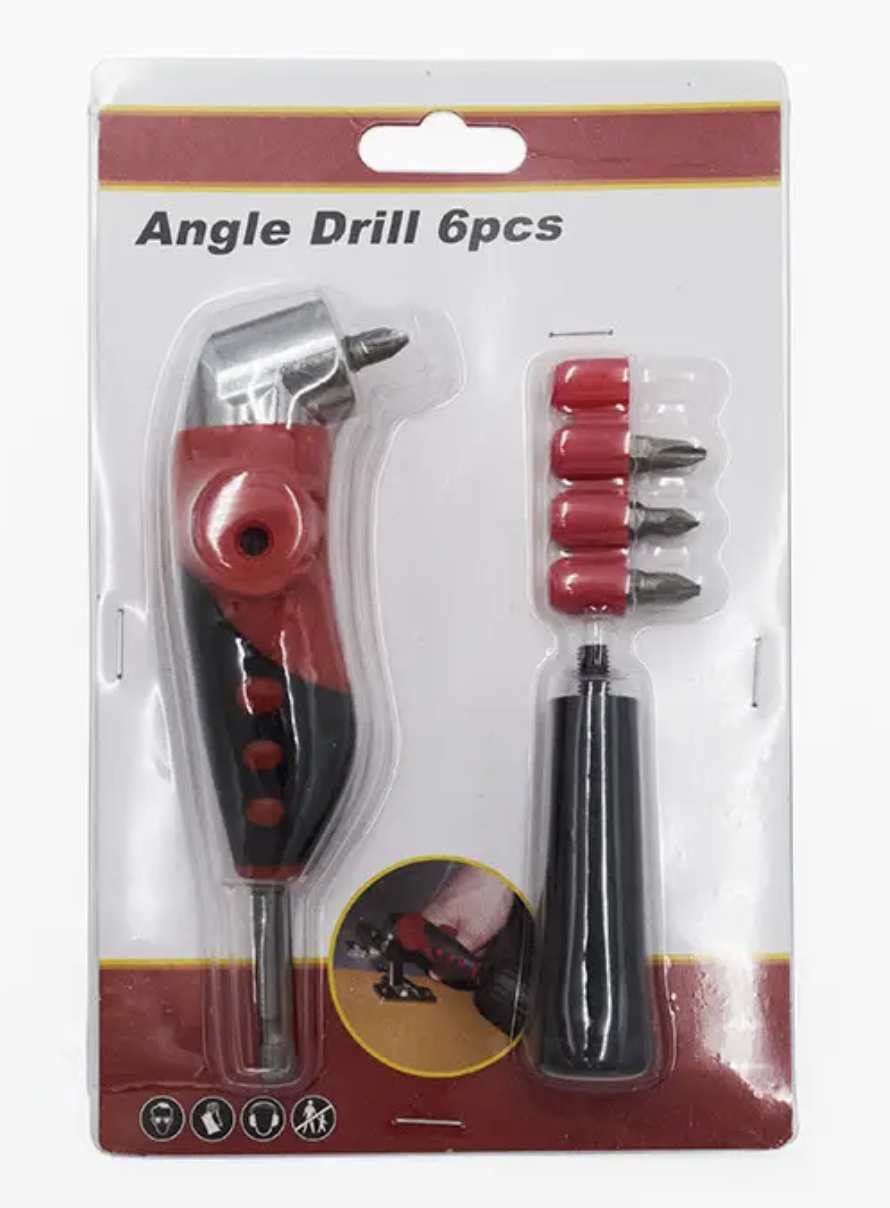 Адаптер для бит угловой AngleDrill 1/4" с набором бит PH1/PH2/PZ1/PZ2