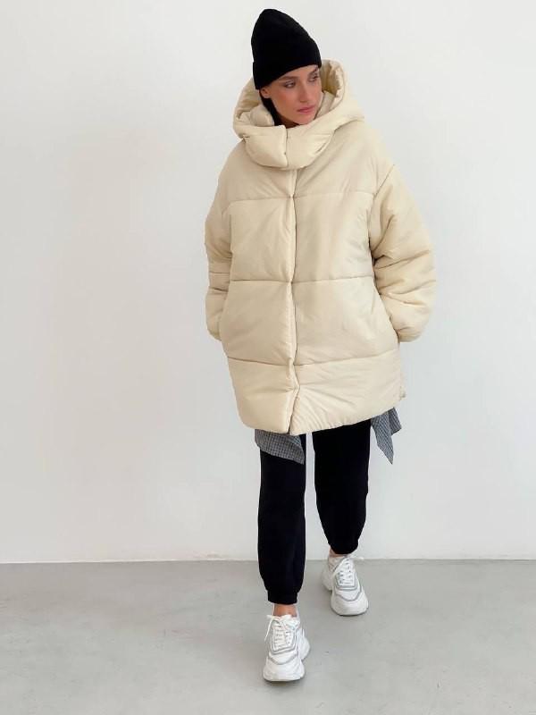 Куртка жіноча пухова ZF Inspire 1021 Оversize L-XL Бежевий (1021-Бж-L-XL) - фото 6 Куртка жіноча пухова ZF Inspire 1021 Оversize L-XL Бежевий (1021-Бж-L-XL) - фото 6
