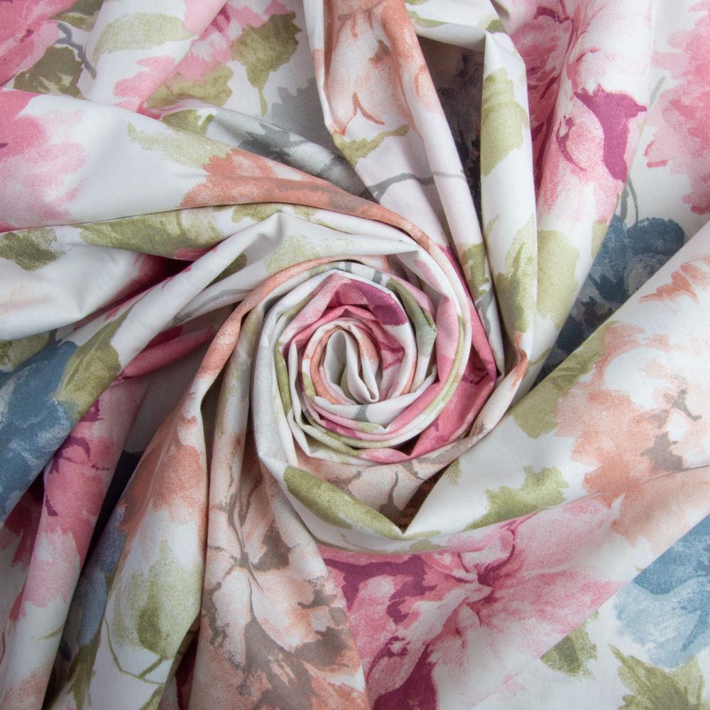 Ткань бязь ранфорс для постельного белья 24R-04565 Пионы 130 гр/м2 240 см (25823)