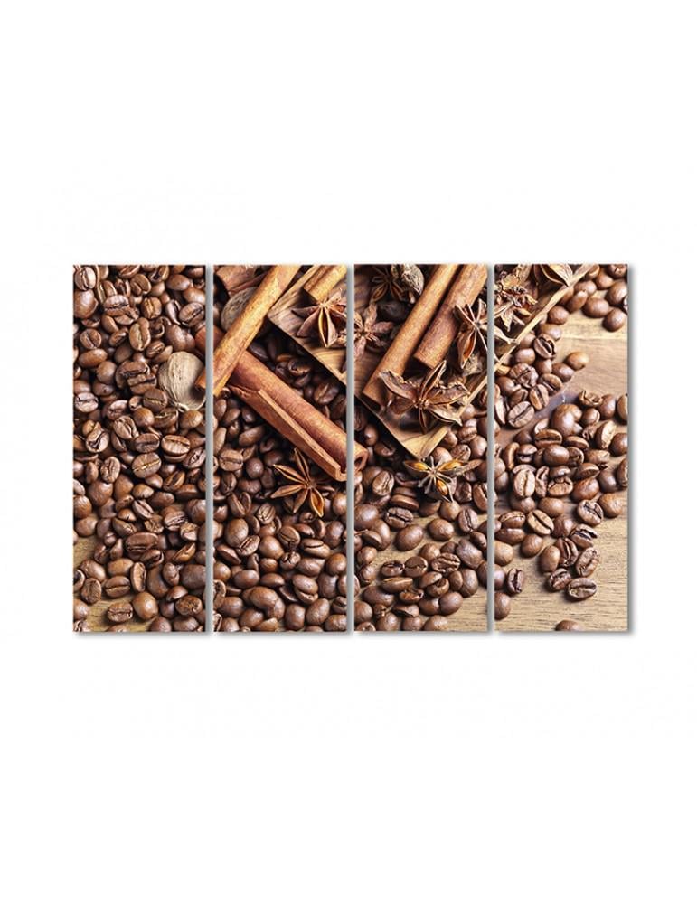 Картина модульная Стол кофейных зерен и корицы 4 модуля 80x120 см