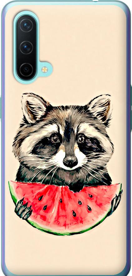 Чехол на OnePlus Nord CE Енотик с арбузом (4605u-2382-42517)