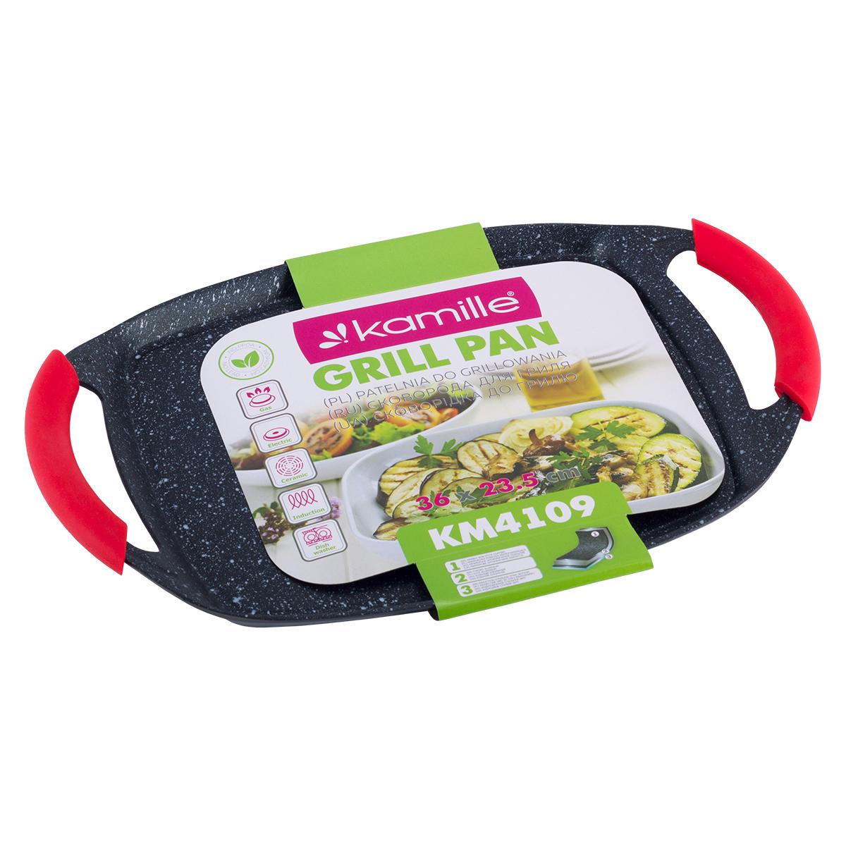 Сковорода-гриль Kamille Vizo с алюминия с антипригарным покрытием Black marble 36х23,5 см
