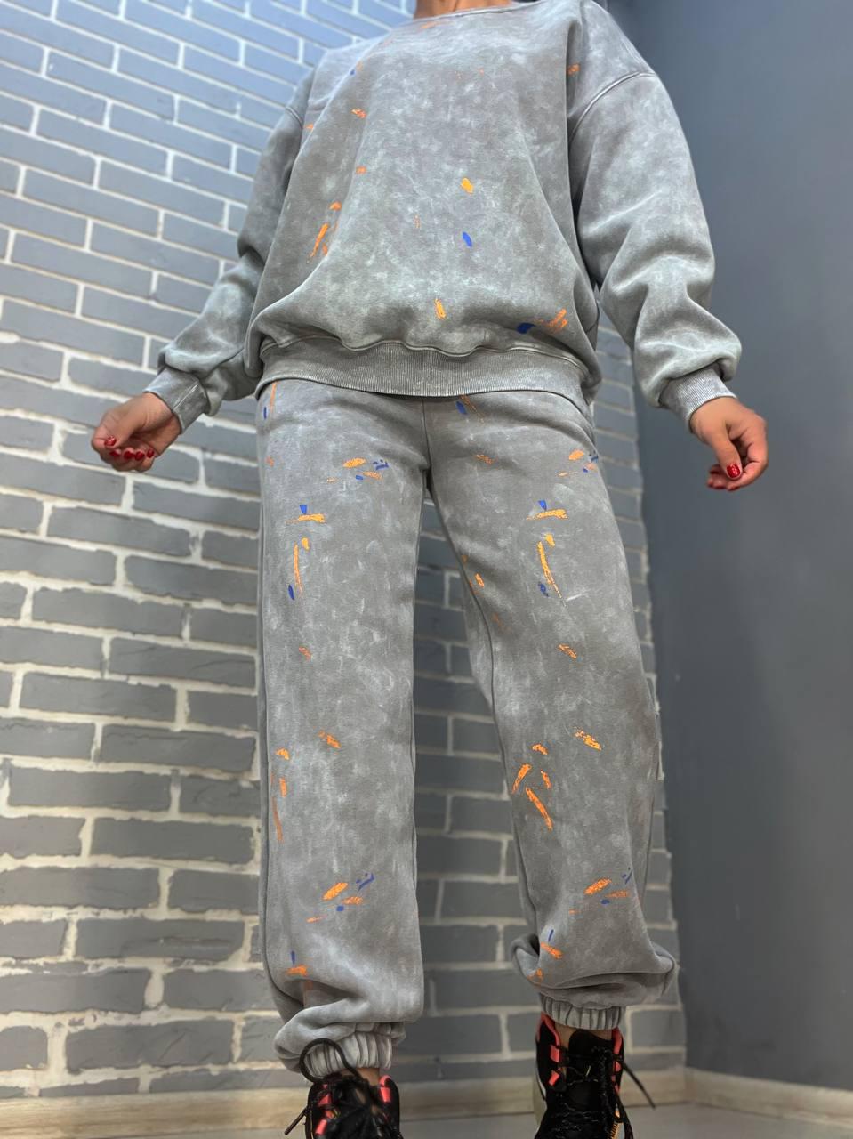 Костюм женский JOY ONE 24182 свитшот с джоггерами вареный утепленный OS Серый (2971)