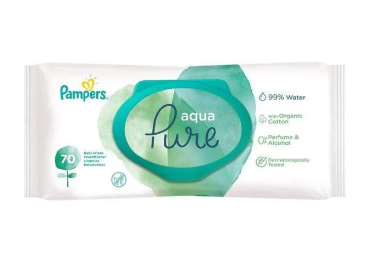 Вологі серветки дитячі Pampers Aqua Pure 70 шт. (14974)