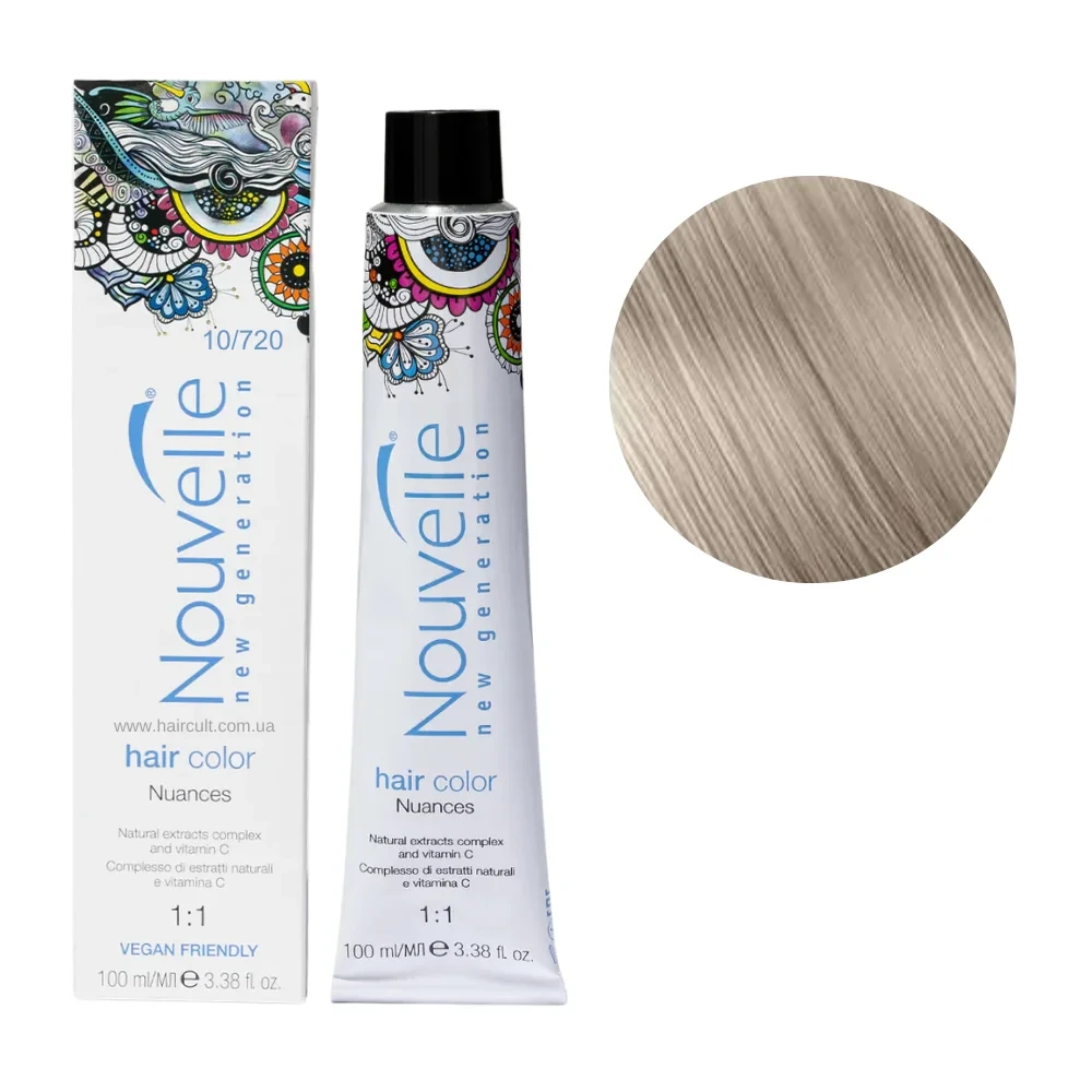 Краска для волос Nouvelle Hair Color 10/720 Платиновый коричнево-фиолетовый блондин 100 мл