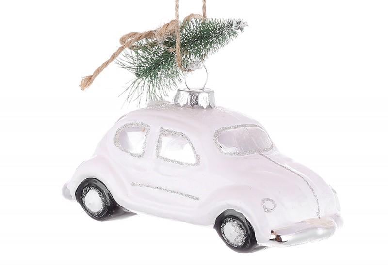 Іграшка на ялинку Машина з ялинкою 11,5х5,5х8 см Білий зі сріблом (115137) Іграшка на ялинку Машина з ялинкою 11,5х5,5х8 см Білий зі сріблом (115137)
