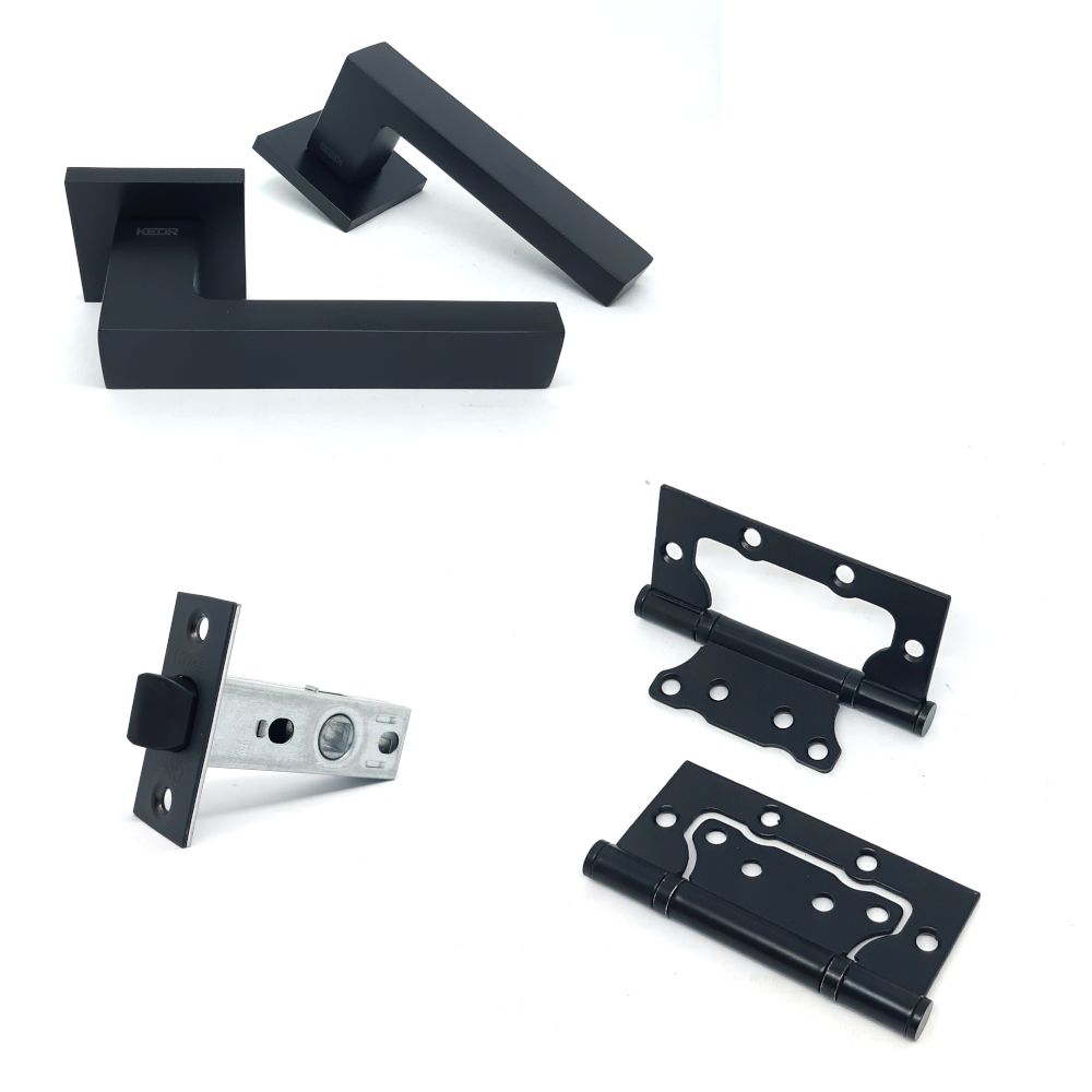 Комплект на міжкімнатні двері під ручку Kedr 21.210MBP/100 Kevlar з завісами метелик FLUSH 100х75 мм Black Matt