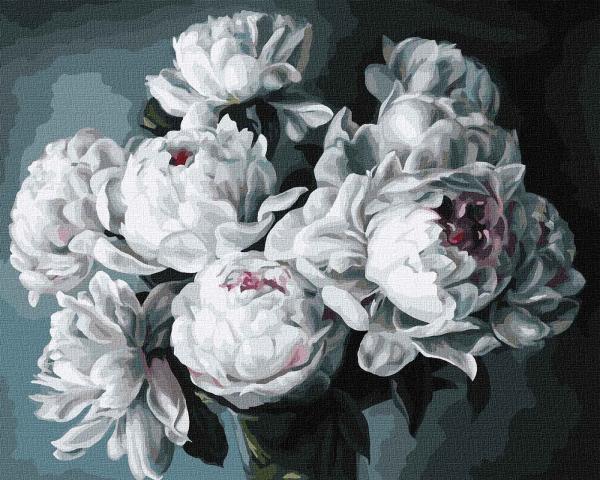 Картина по номерам Идейка Цветы Белоснежные пионы 40х50 см в термопакете (KHO3130)