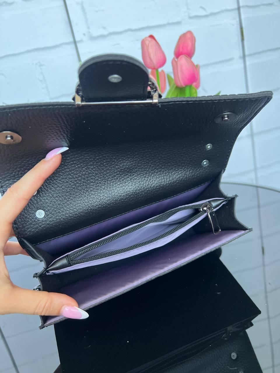 Клатч жіночий на ланцюжку з екошкіри з принтом Чорний (2732414516) - фото 9 Клатч жіночий на ланцюжку з екошкіри з принтом Чорний (2732414516) - фото 9