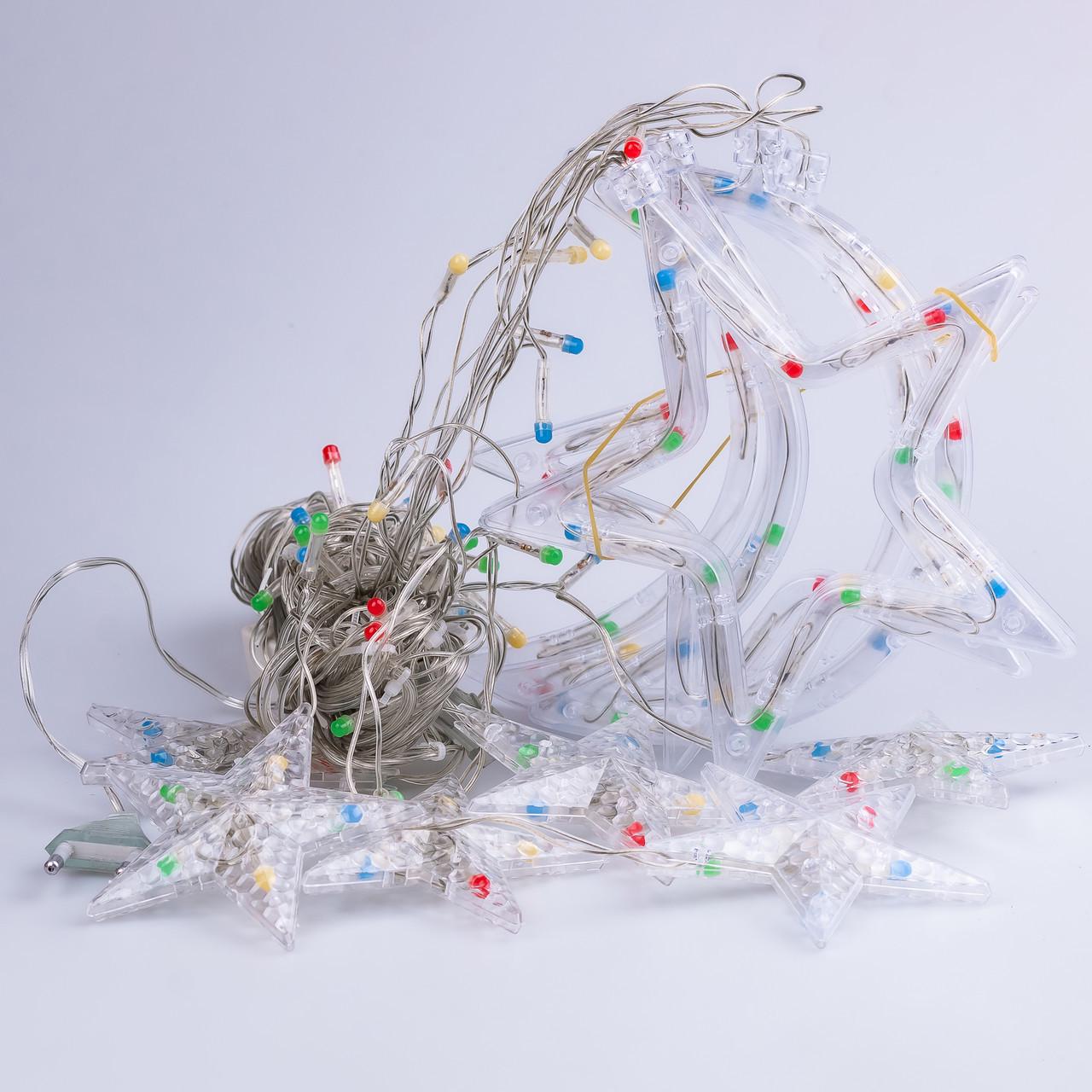 Гирлянда светодиодная штора GarlandoPro звезда и луна 108 LED 3х0,9 м (3074) - фото 1 Гирлянда светодиодная штора GarlandoPro звезда и луна 108 LED 3х0,9 м (3074) - фото 1