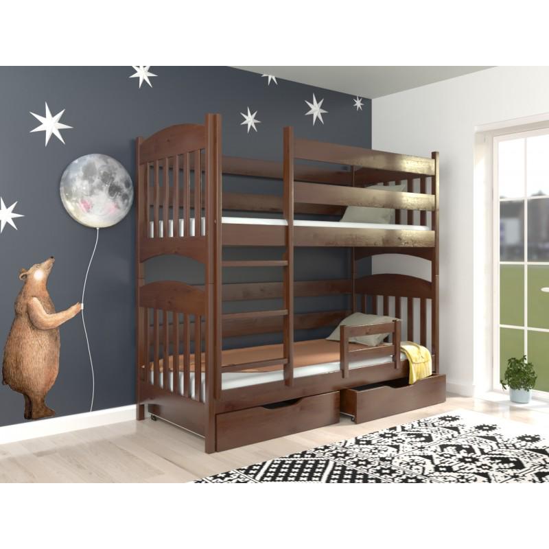Двухъярусная кровать Luna Мелисса из натурального дерева с бортиком и ящиками 80х160 см Орех темный (43791) Двухъярусная кровать Luna Мелисса из натурального дерева с бортиком и ящиками 80х160 см Орех темный (43791)