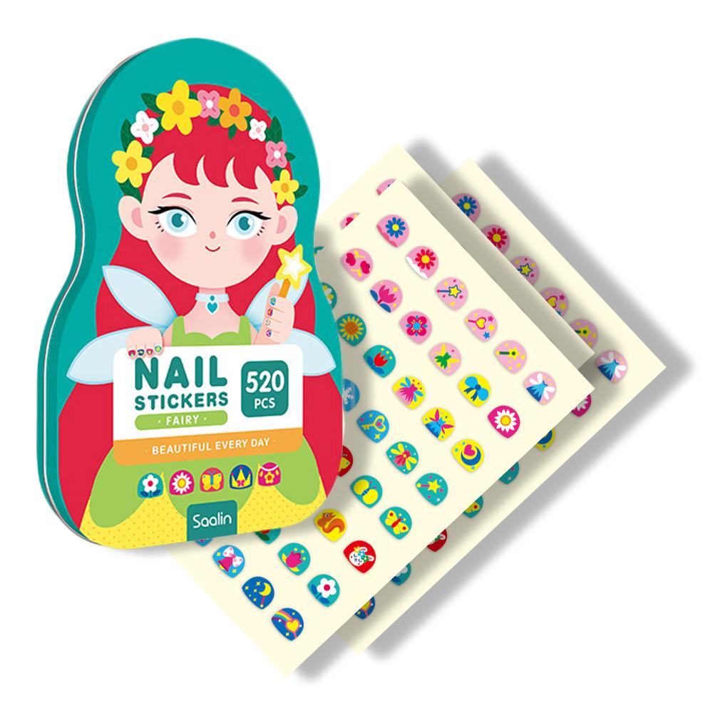 Детские наклейки для маникюра/дизайна/нейл-арта ногтей 520 шт. Зеленый футляр (NLDSTK-GRN-0837)