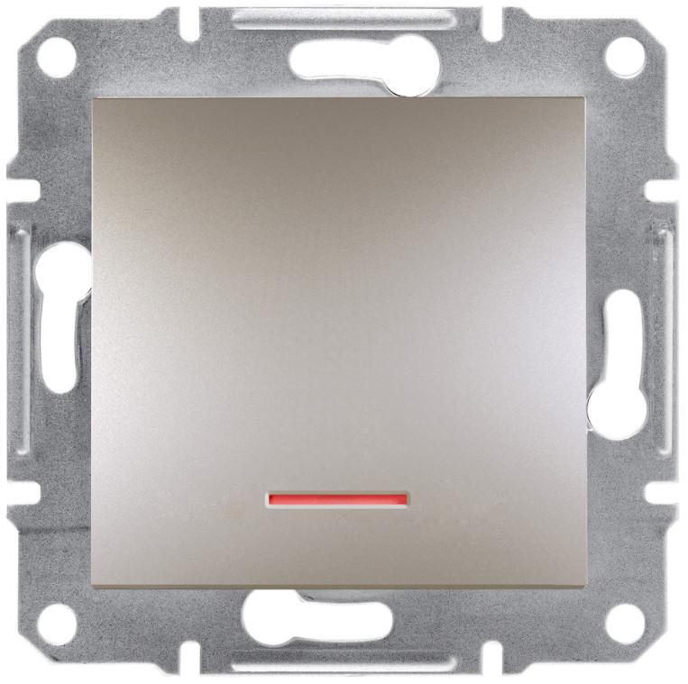 Выключатель кнопочный Schneider Electric Asfora с подсветкой самозажимной ABS Бронзовый (EPH1600169)
