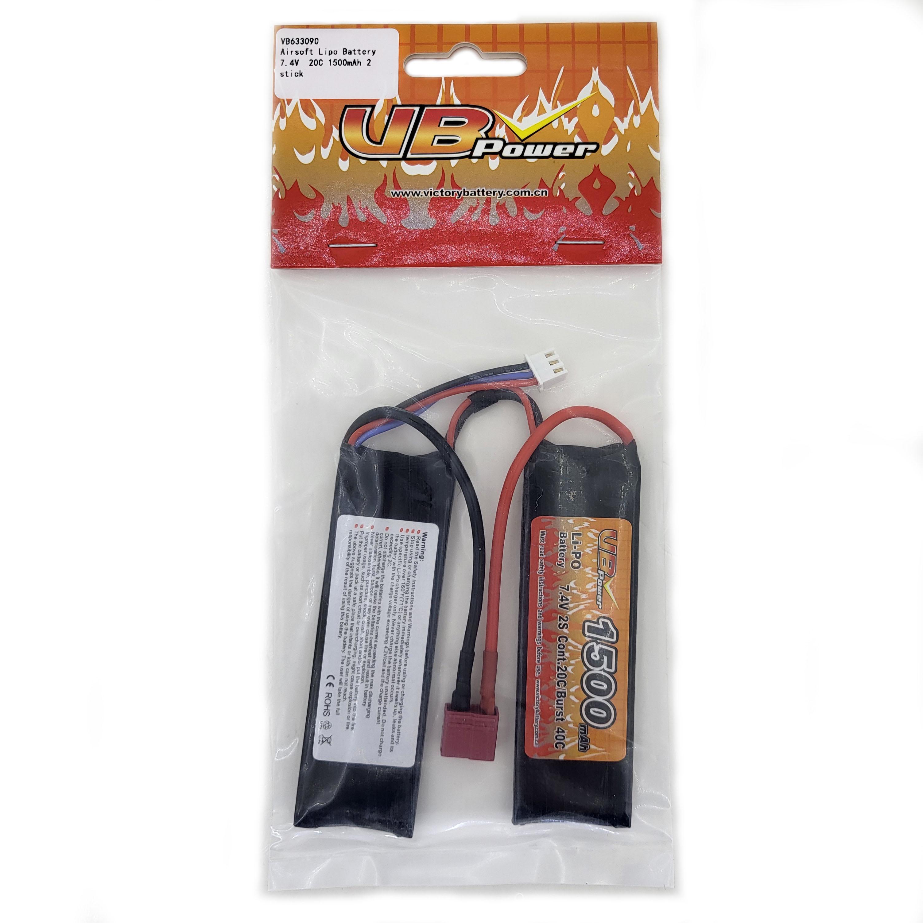 Акумулятор VB Power VB633090 для Airsoft Li-Pol 20-40C 7,4V 1500 mAh (14195765) - фото 1