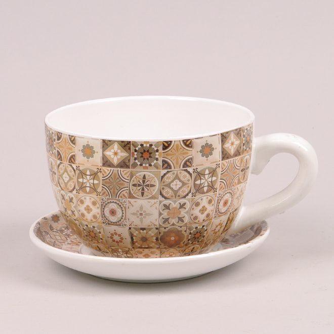 Горшок керамический Чашка с подставкой 39291 (DR015442)