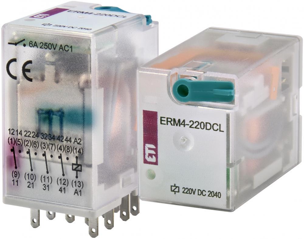 Реле промежуточное ETI ERM4-220DCL 6А 4к 220V DC ERM4 с индикатором (2473023)