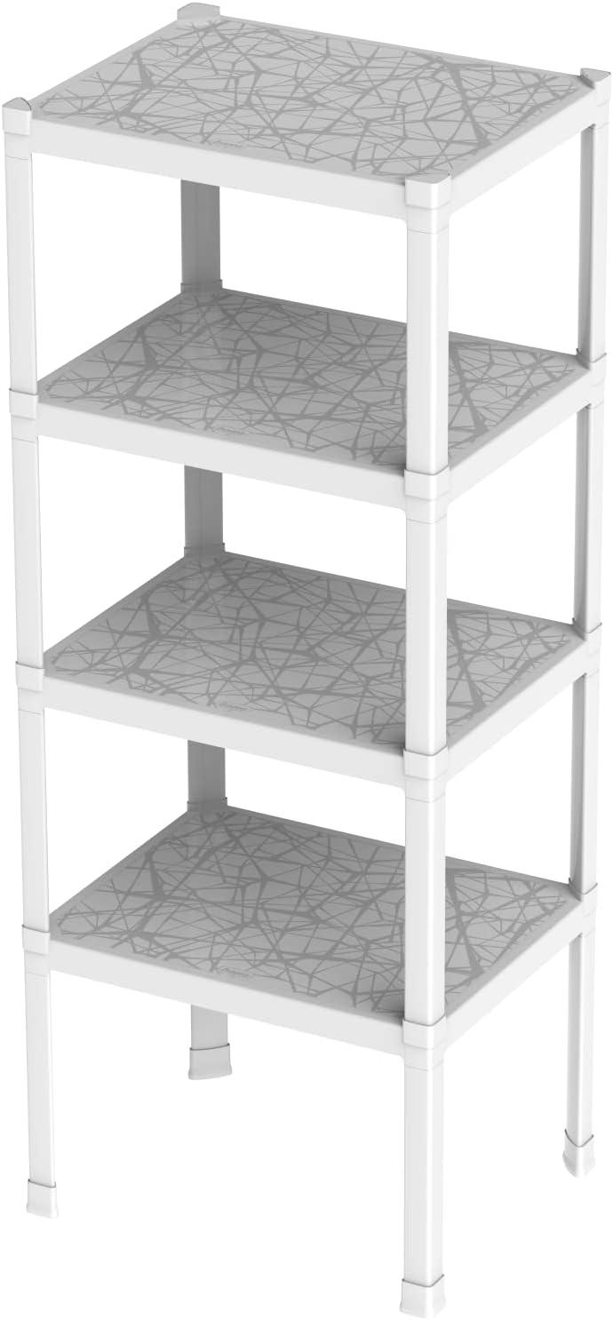 Стеллаж пластиковый PIANO с 4 полками 75x60x187 см Белый (4123)