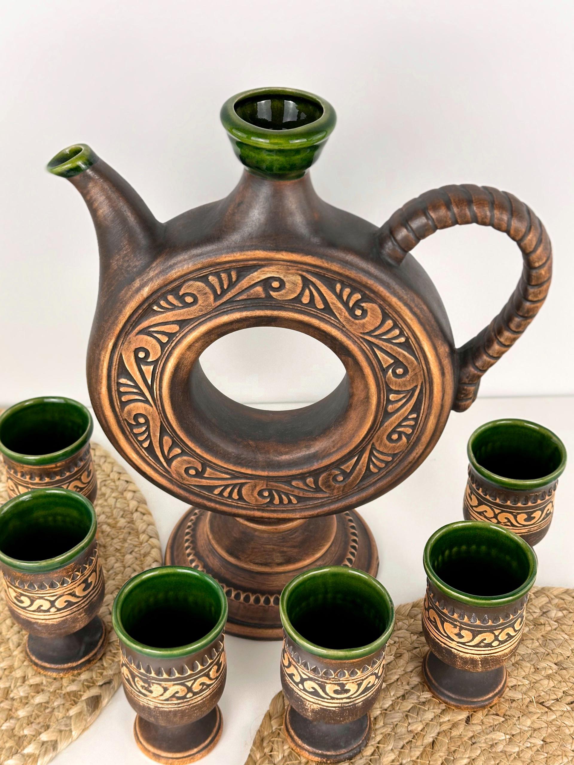 Набір глиняного посуду подарунковий Гражда на 6 чоловік Коричневий (17019-35) - фото 5