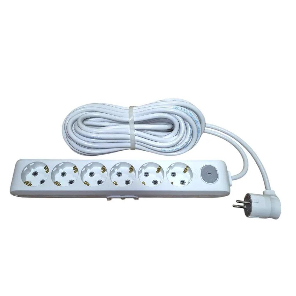 Удлинитель 16 А 3,5 кВт 6 гнезд с заземлением и выключателем 1 м (7410)