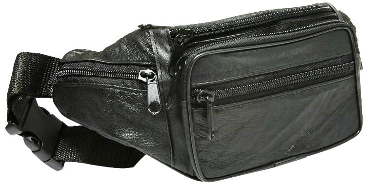 Сумка на пояс мужская 4U Cavaldi кожаная Черный (SS1075 black)