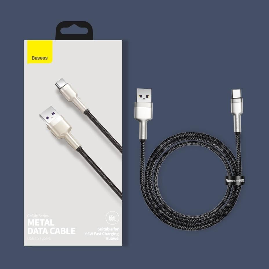 Кабель USB Type-C BASEUS Cafule Series Metal Data Cable 6A 66W 2 м Black (CAKF000201) - фото 8