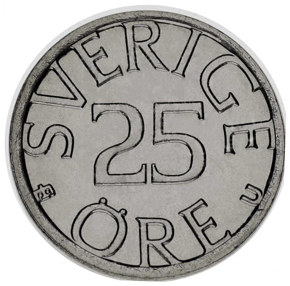 Коллекционная монета Швеция 25 эре 1968-1976 AU-UNC (KM#836)