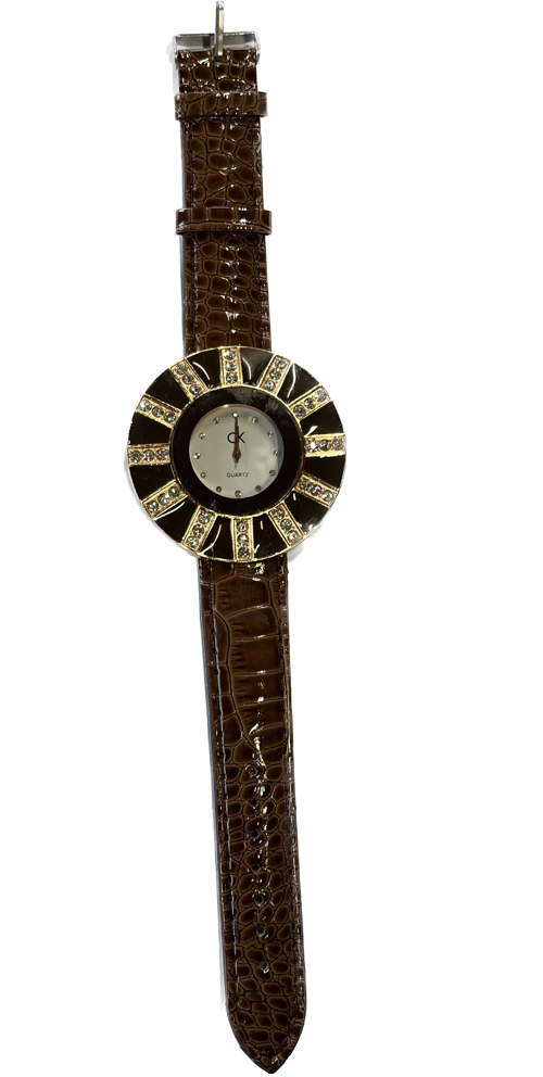 Годинник наручний Ск 2012 Ж циферблат стрази Чорний/Коричневий (10060900)