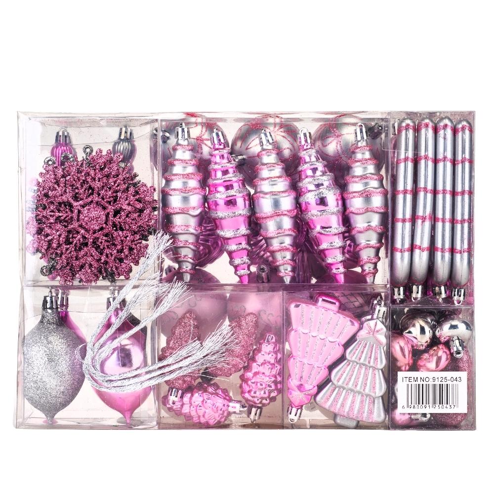 Набір ялинкових іграшок для декору Північне сяйво 88 шт. з пластику в коробці Фіолетовий (147-81-9125-043) - фото 2