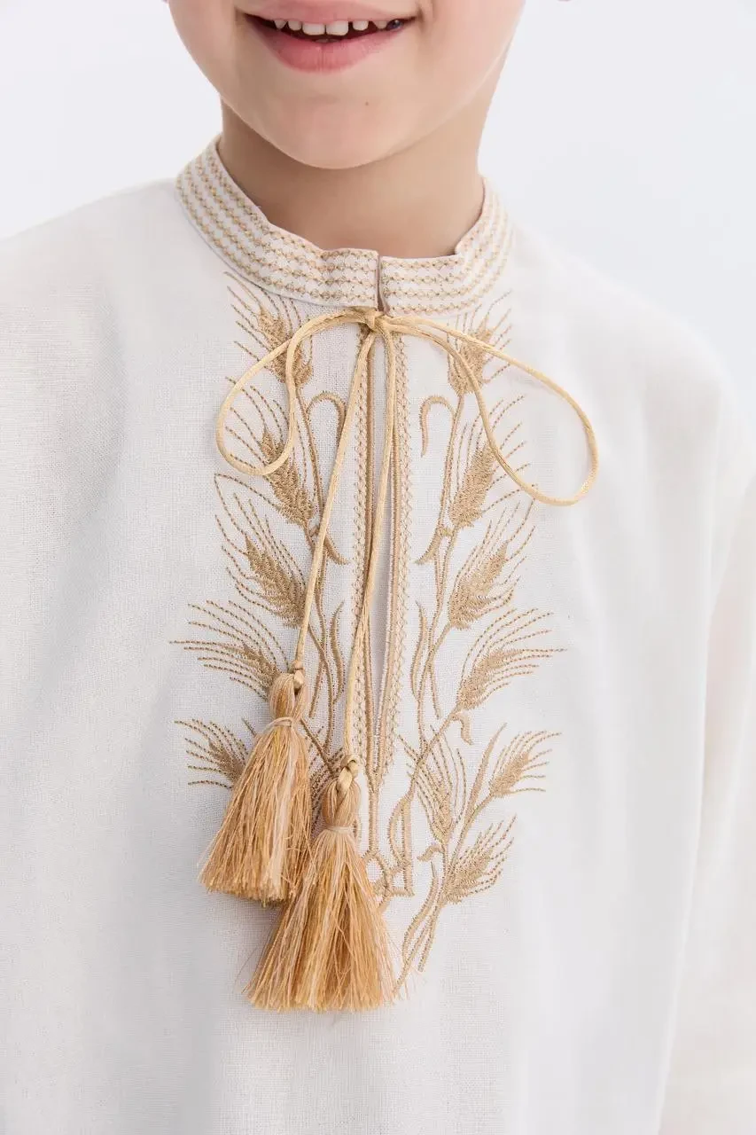 Вышиванка для мальчика Колоски 134 см Молочный (2600870804) - фото 2