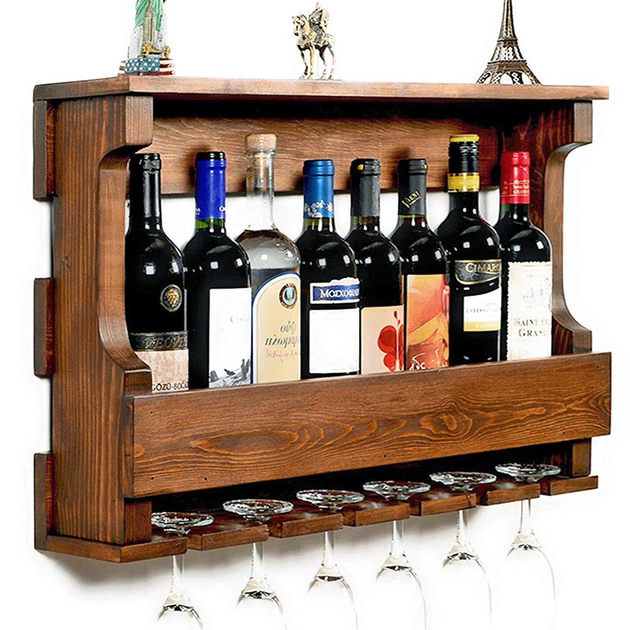 Полка для вина настенная из дерева Мацумото Терракот (ПНК-001132)