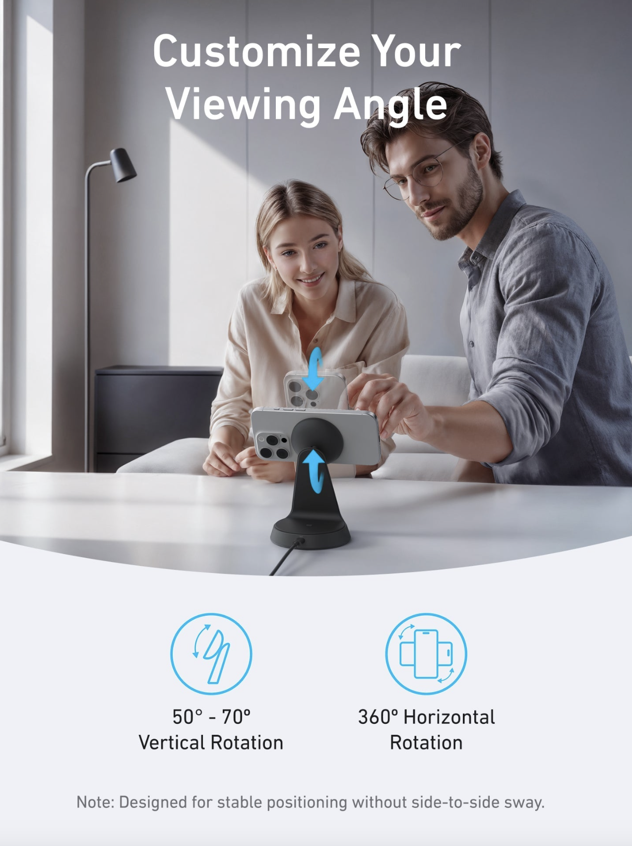 Зарядний пристрій Anker MagGo QI2 15W Wireless Charger 2in1 Dock Stand For iPhone 12-17 Series Black - фото 6 Зарядний пристрій Anker MagGo QI2 15W Wireless Charger 2in1 Dock Stand For iPhone 12-17 Series Black - фото 6