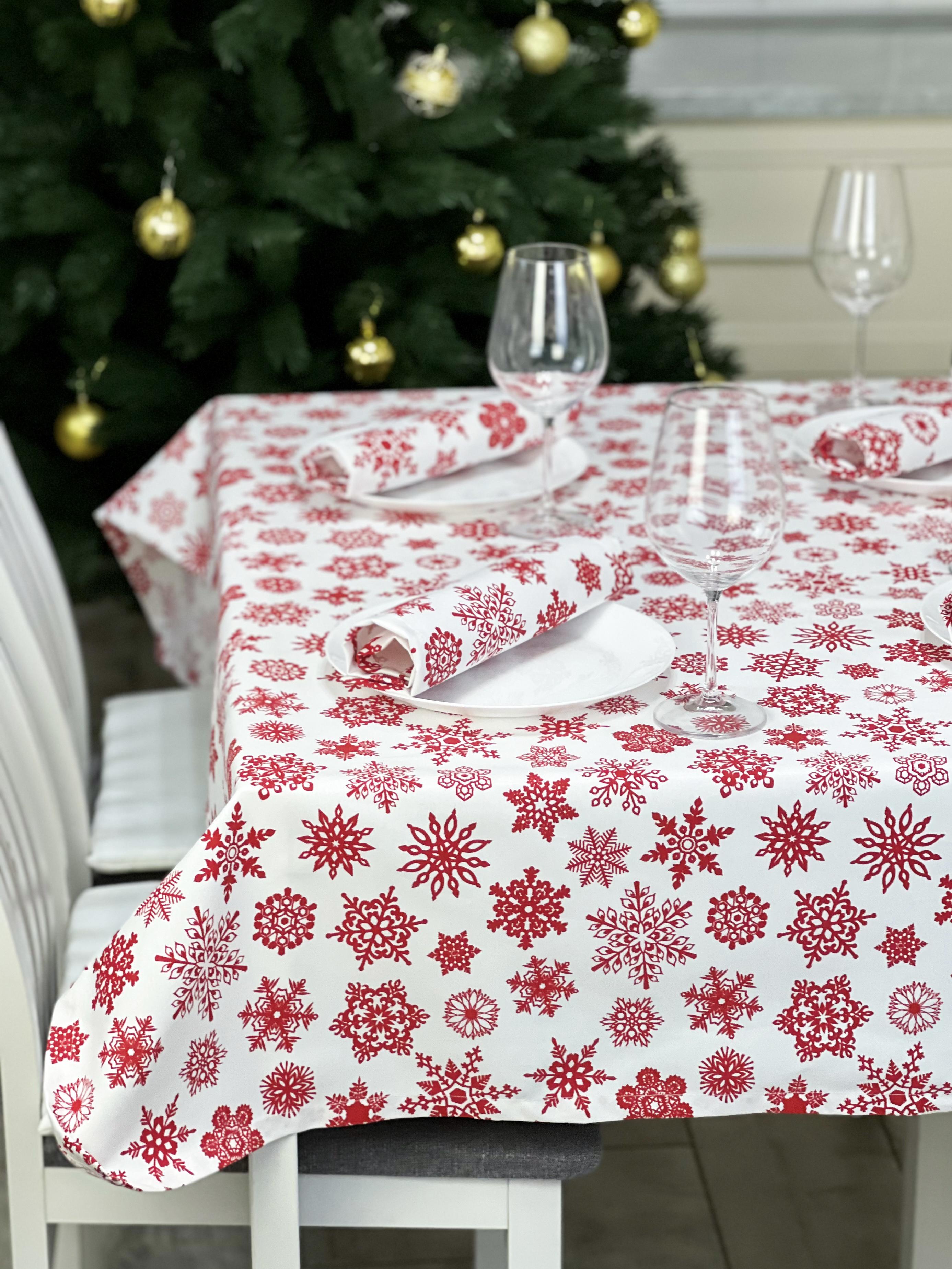 Скатерть новогодняя водоотталкивающая с принтом Красные снежинки 140x100 см/2 салфеток 30x40 см Белый (844-7) Скатерть новогодняя водоотталкивающая с принтом Красные снежинки 140x100 см/2 салфеток 30x40 см Белый (844-7)