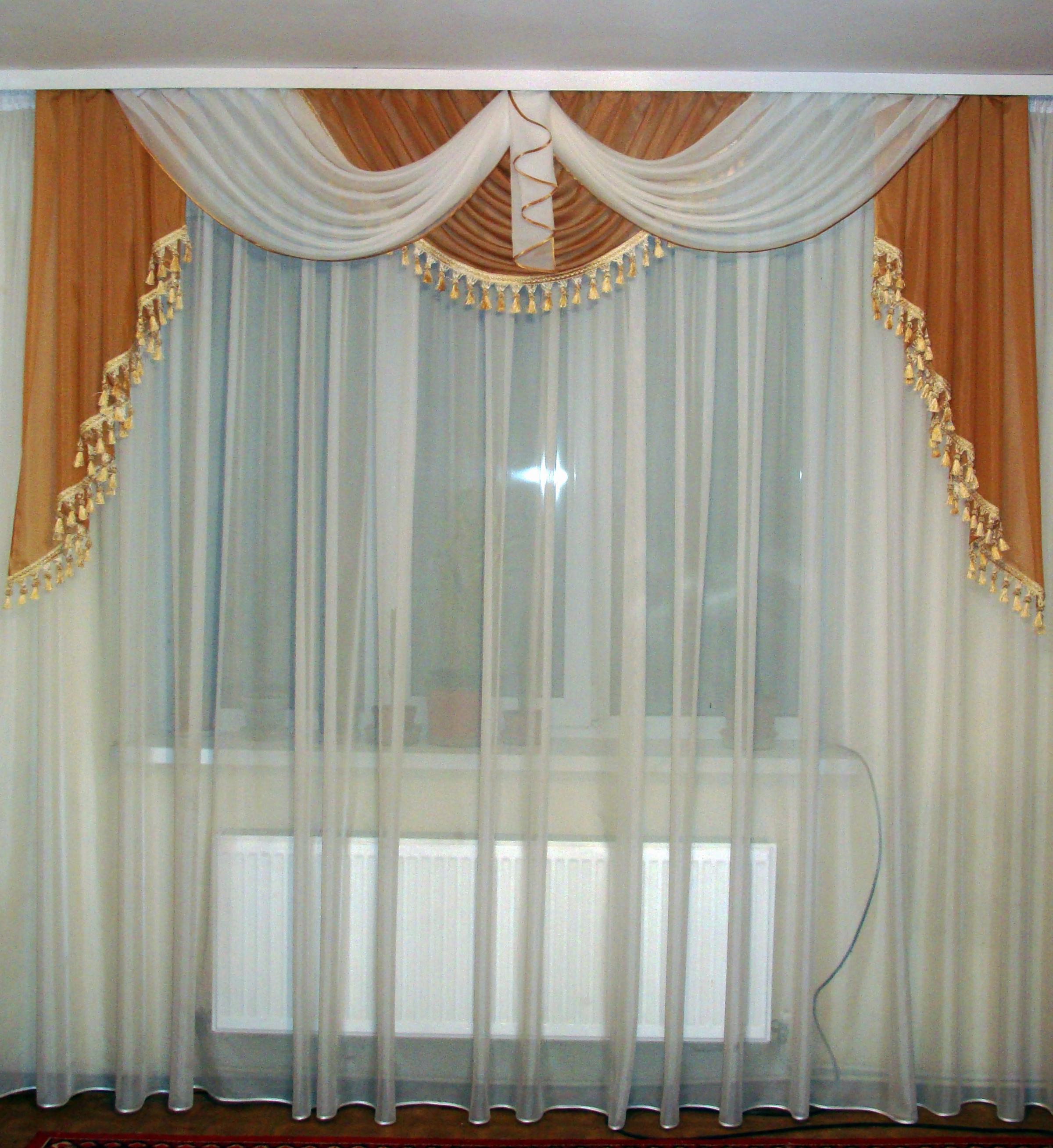 Ламбрекен Firanka Классика карниз 200 см Коричневый с молочным (1_2м)