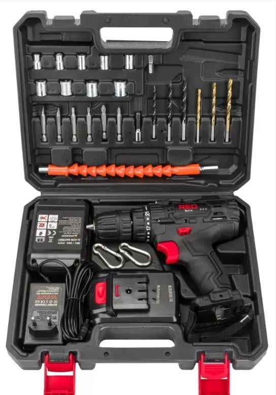 Дрель-шуруповерт аккумуляторная Red Technic RTWA0033 2415718294 20 В 2 А/ч Li-Ion 2 скорости с подсветкой